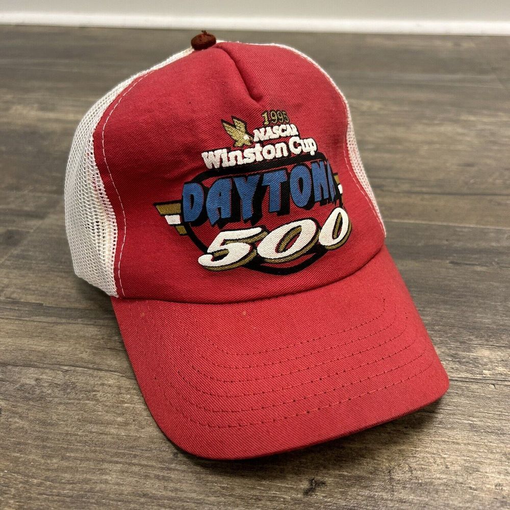 Vintage Daytona 500 Trucker Hat Cap Nascar Winston Cup 1995 Red/White USA Made